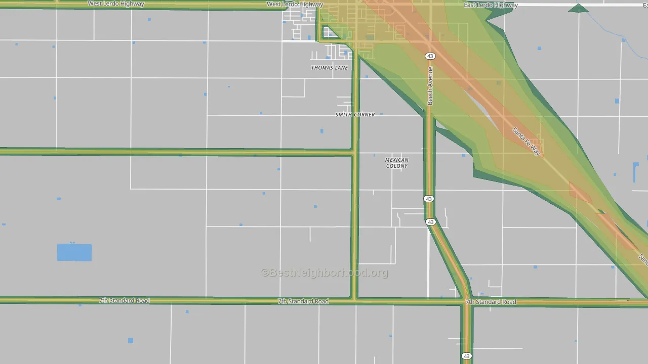 Mexican Colony, CA Map of Noise Levels in Mexican Colony