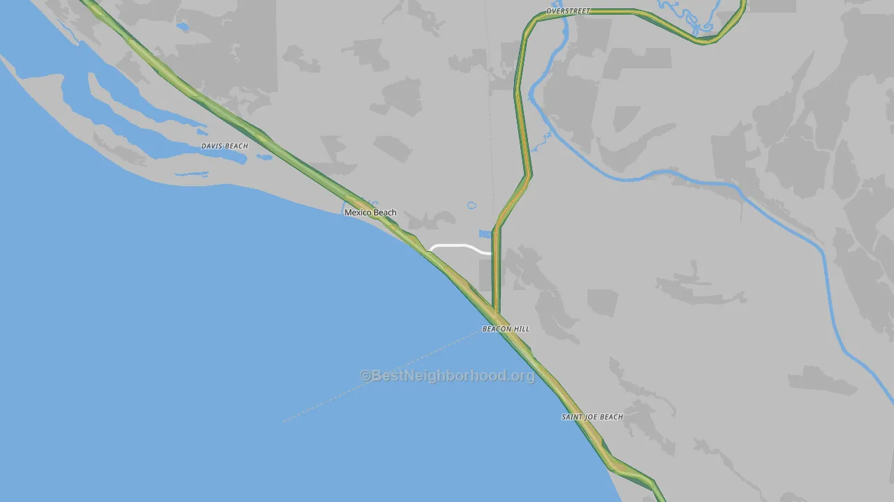 Mexico Beach, FL Map of Noise Levels in Mexico Beach