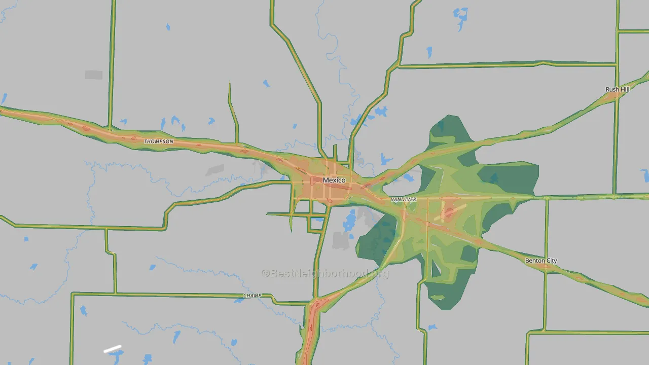 Mexico, MO Map of Noise Levels in Mexico