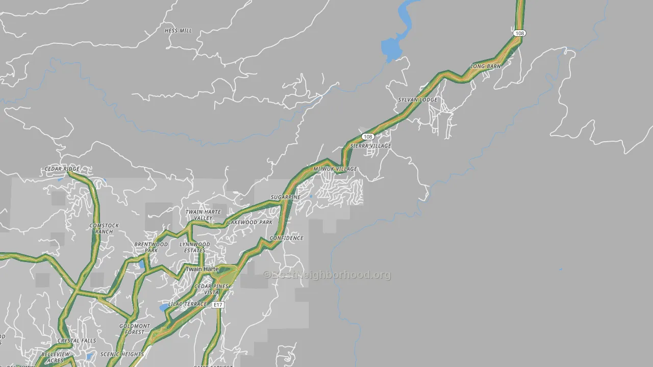 Mi-Wuk Village, CA Map of Noise Levels in Mi-Wuk Village