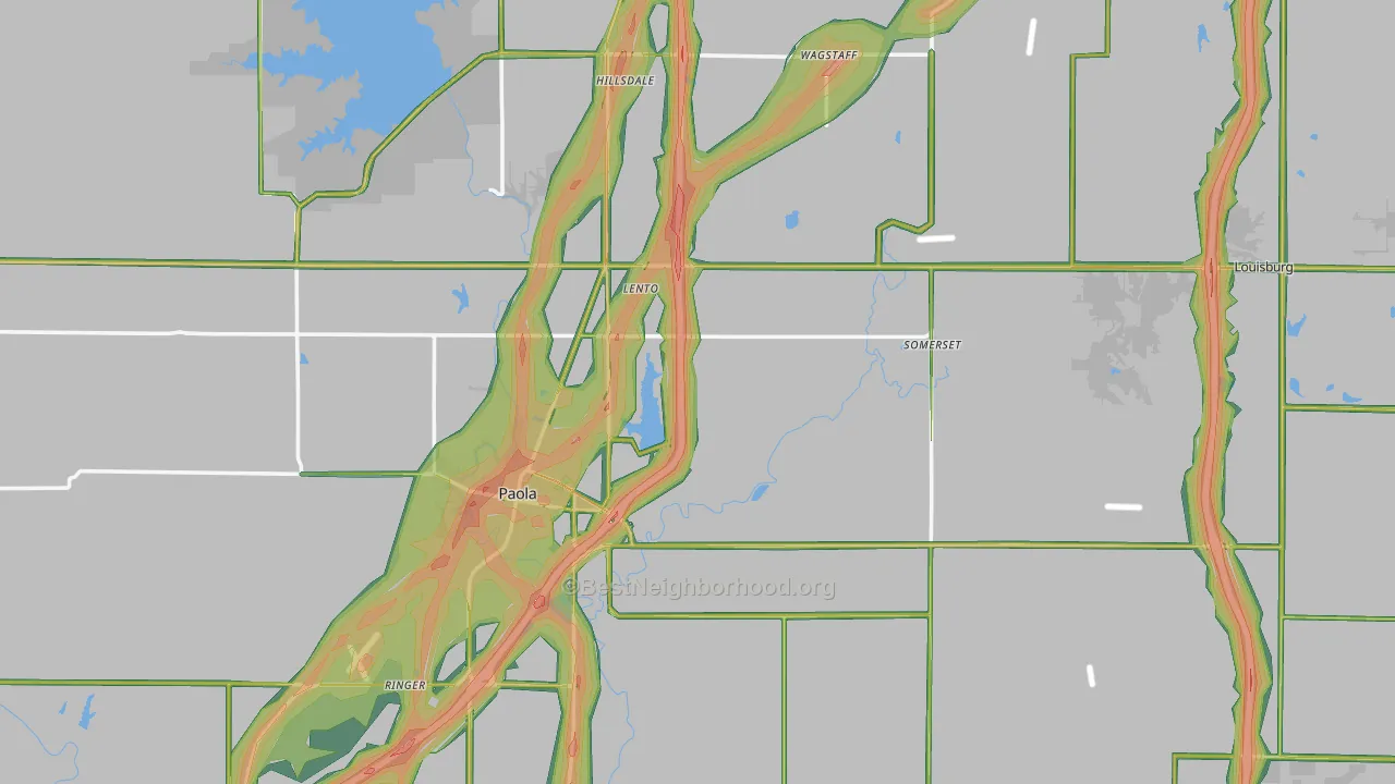 Miami County, KS Map of Noise Levels in Miami County