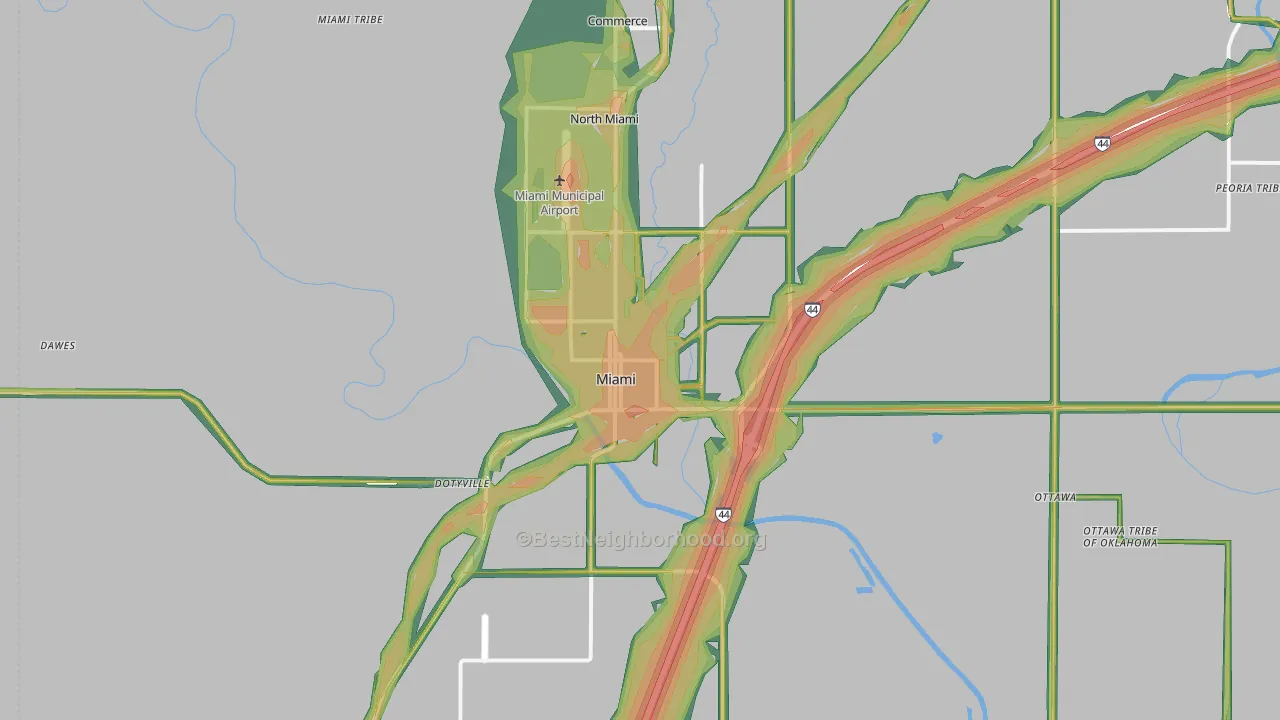 Miami, OK Map of Noise Levels in Miami