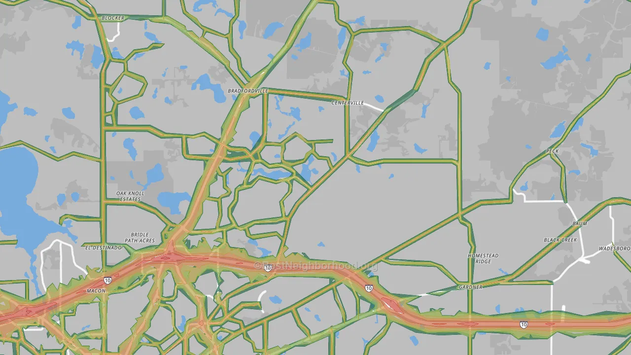 Miccosukee Cpo, FL Map of Noise Levels in Miccosukee Cpo