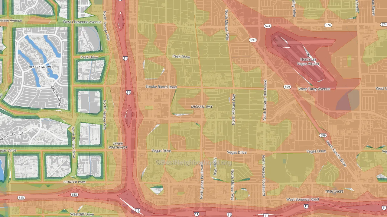 Michael Way, Las Vegas, NV Map of Noise Levels in Michael Way