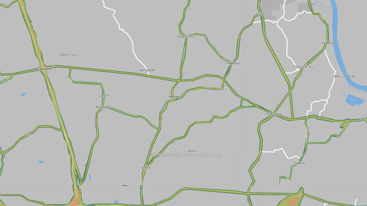 Michie, TN Map of Noise Levels in Michie