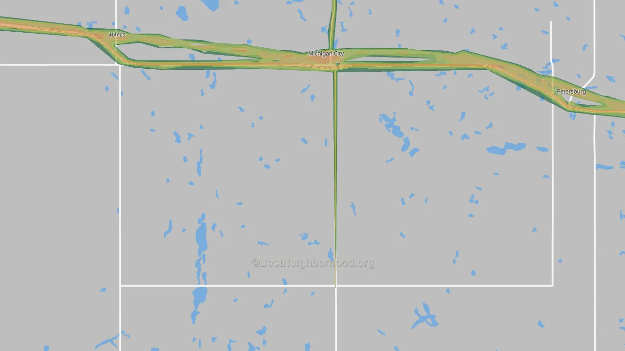 Michigan, ND Map of Noise Levels in Michigan