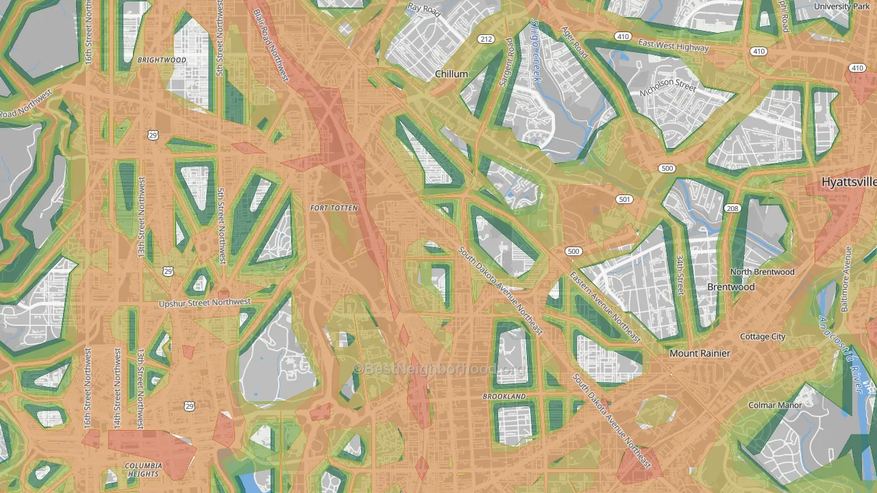 Michigan Park, Washington, DC Map of Noise Levels in Michigan Park