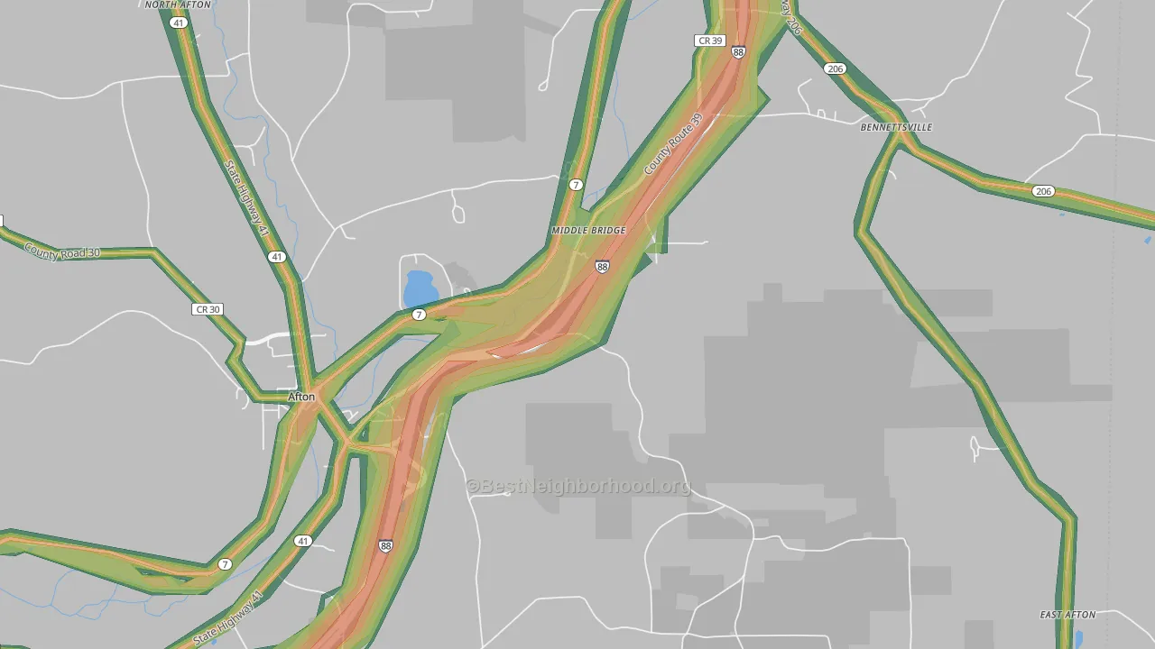 Middle Bridge, NY Map of Noise Levels in Middle Bridge