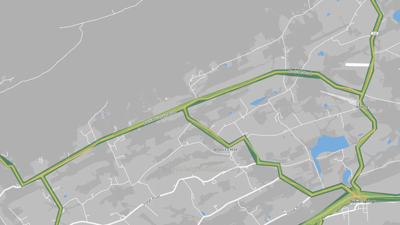 Middle Creek, PA Map of Noise Levels in Middle Creek