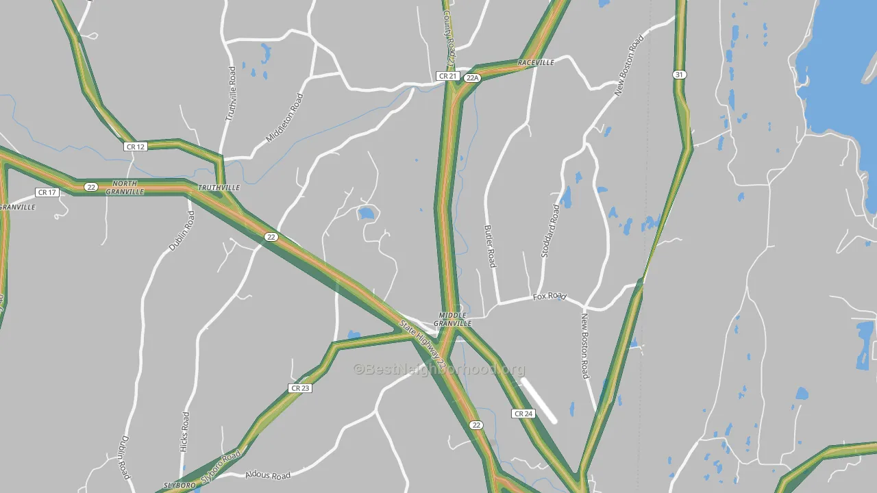 Middle Granville, NY Map of Noise Levels in Middle Granville