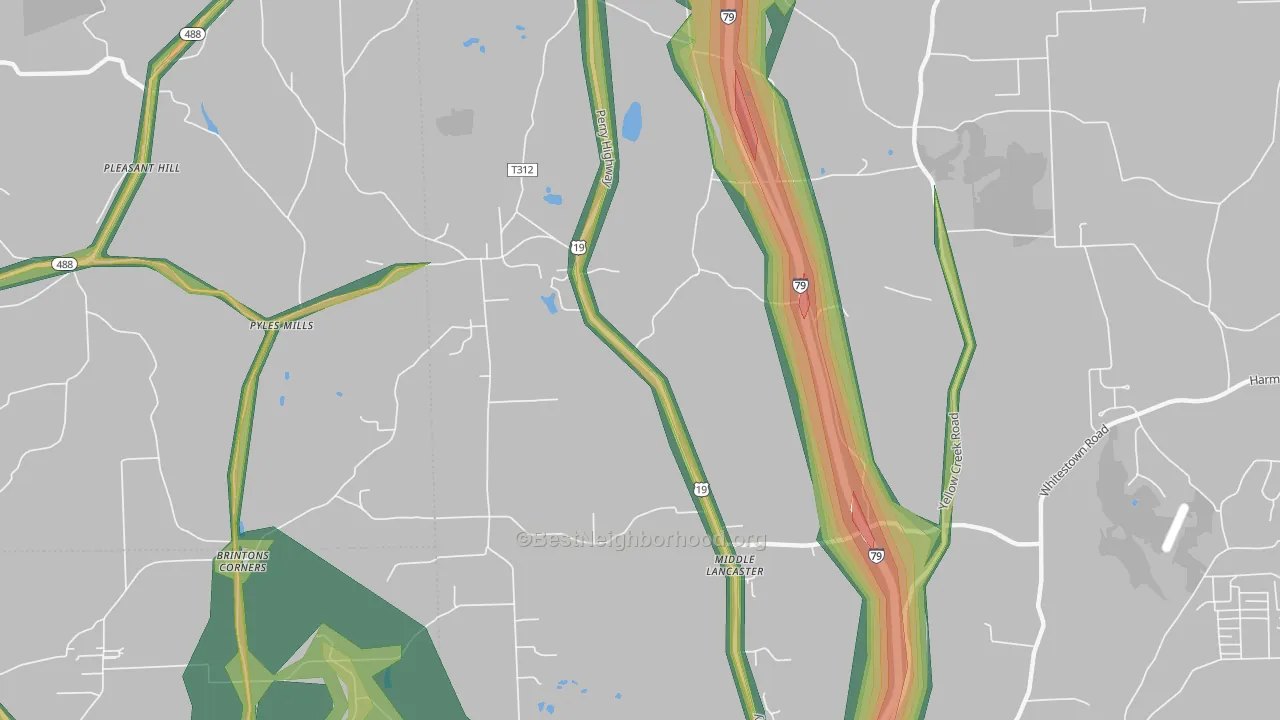 Middle Lancaster, PA Map of Noise Levels in Middle Lancaster