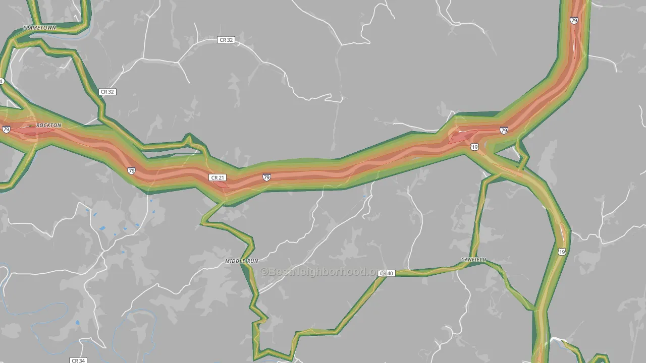 Middle Run, WV Map of Noise Levels in Middle Run