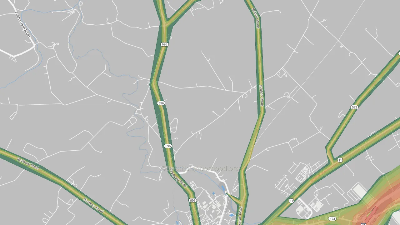 Middle Spring, PA Map of Noise Levels in Middle Spring