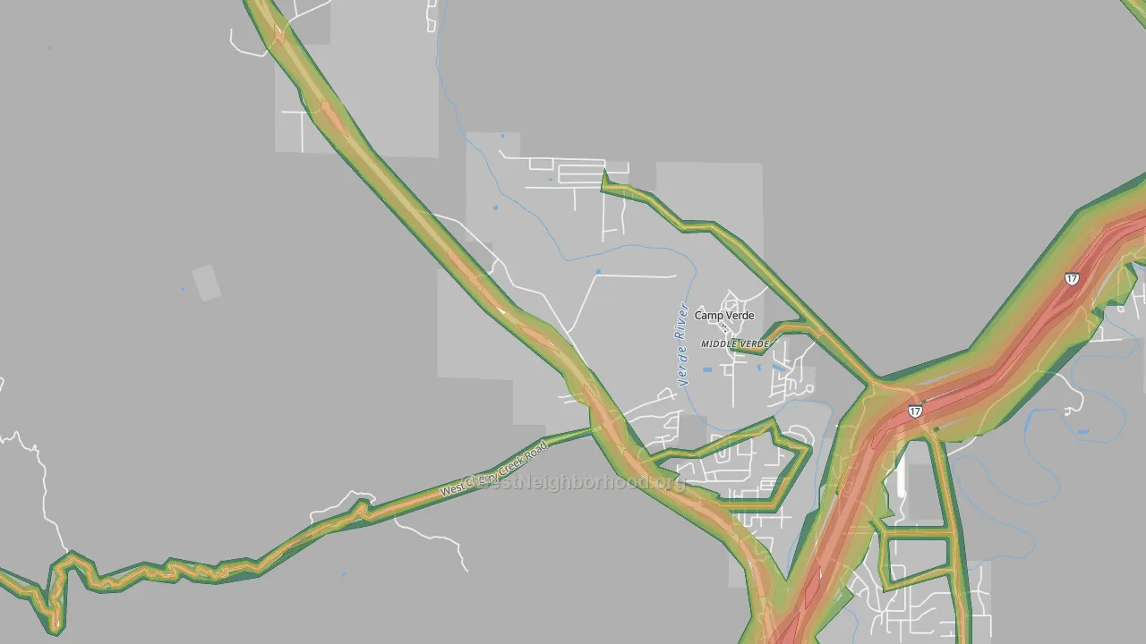Middle Verde, AZ Map of Noise Levels in Middle Verde