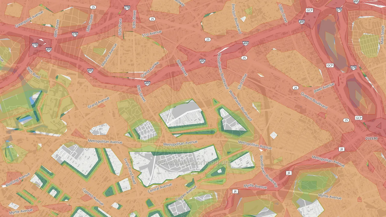 Middle Village, Queens, NY Map of Noise Levels in Middle Village