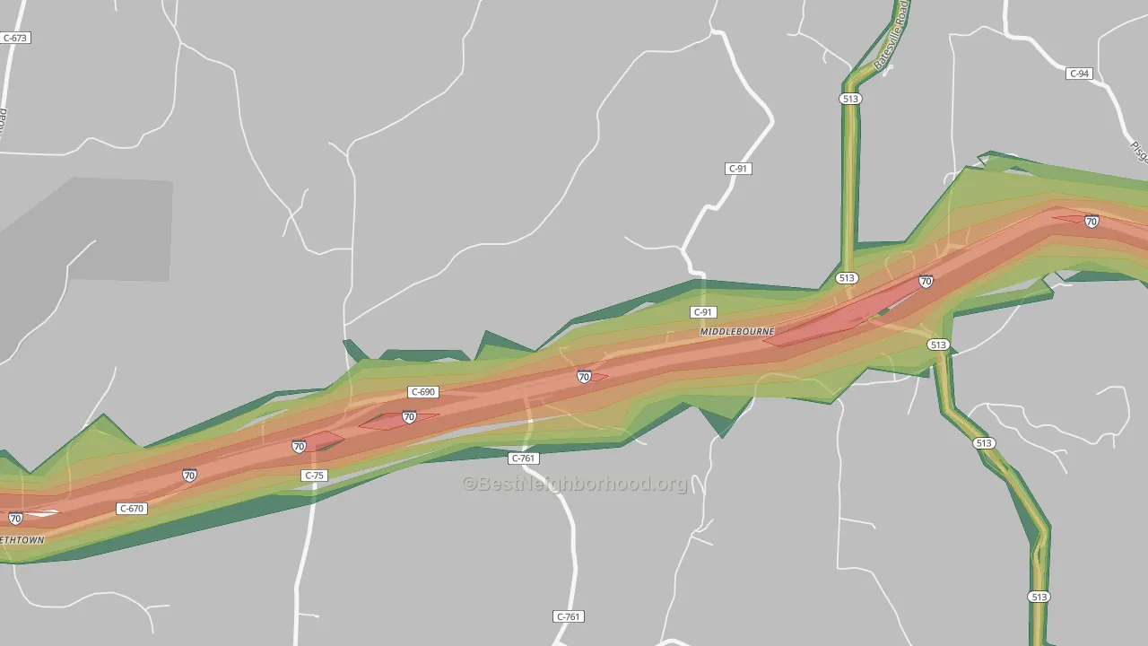 Middlebourne, OH Map of Noise Levels in Middlebourne