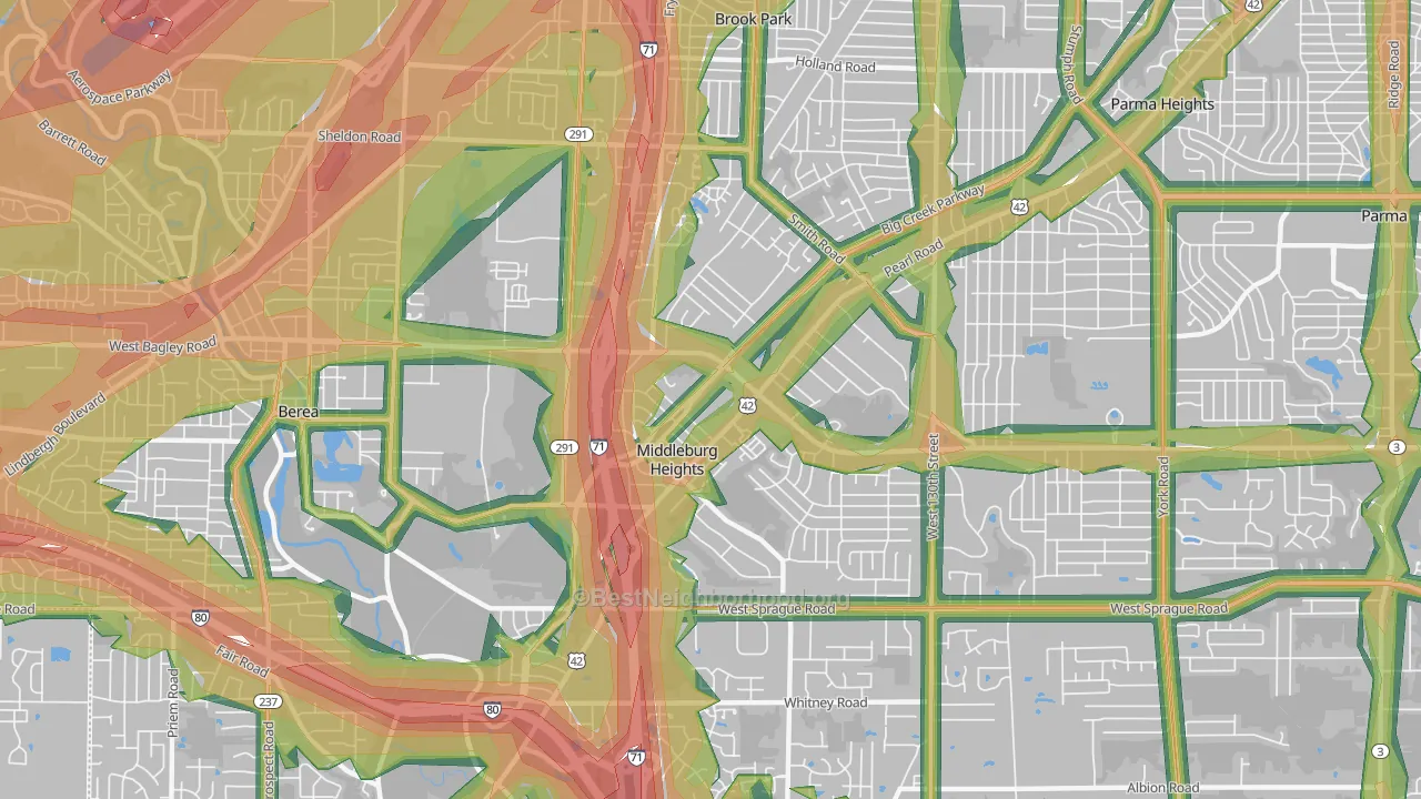 Middleburg Heights, OH Map of Noise Levels in Middleburg Heights