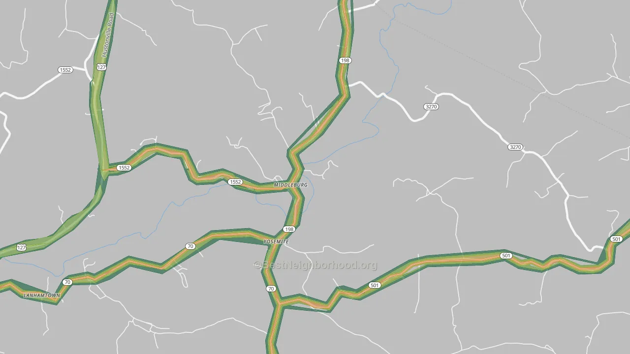 Middleburg, KY Map of Noise Levels in Middleburg