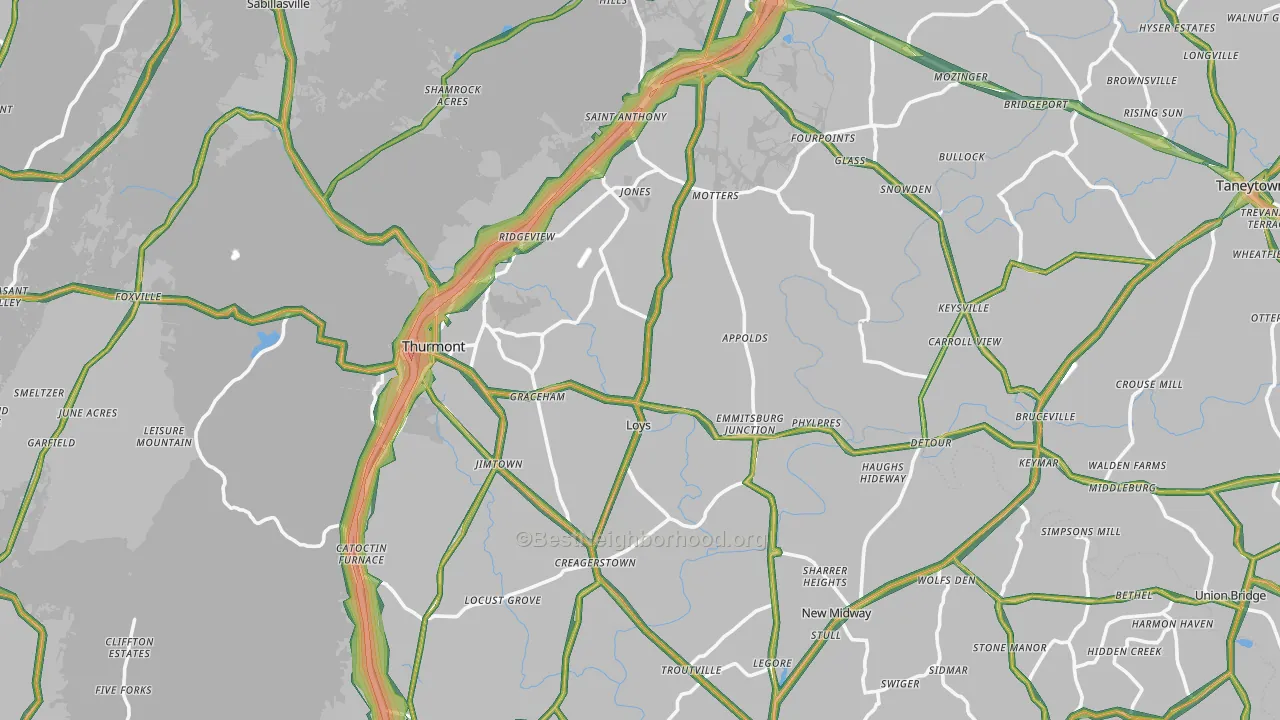 Middleburg, MD Map of Noise Levels in Middleburg