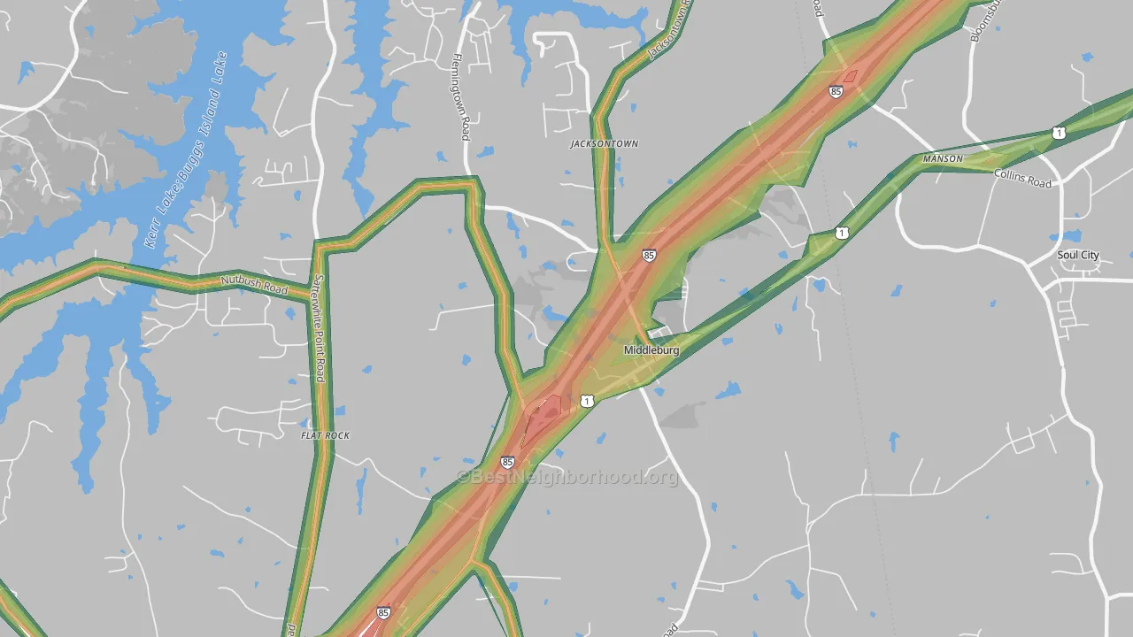 Middleburg, NC Map of Noise Levels in Middleburg