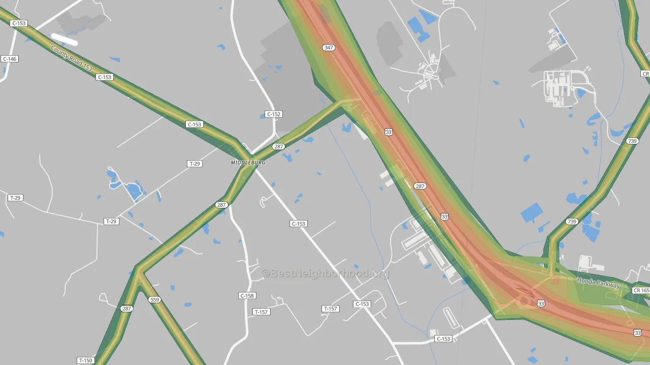 Middleburg, OH Map of Noise Levels in Middleburg