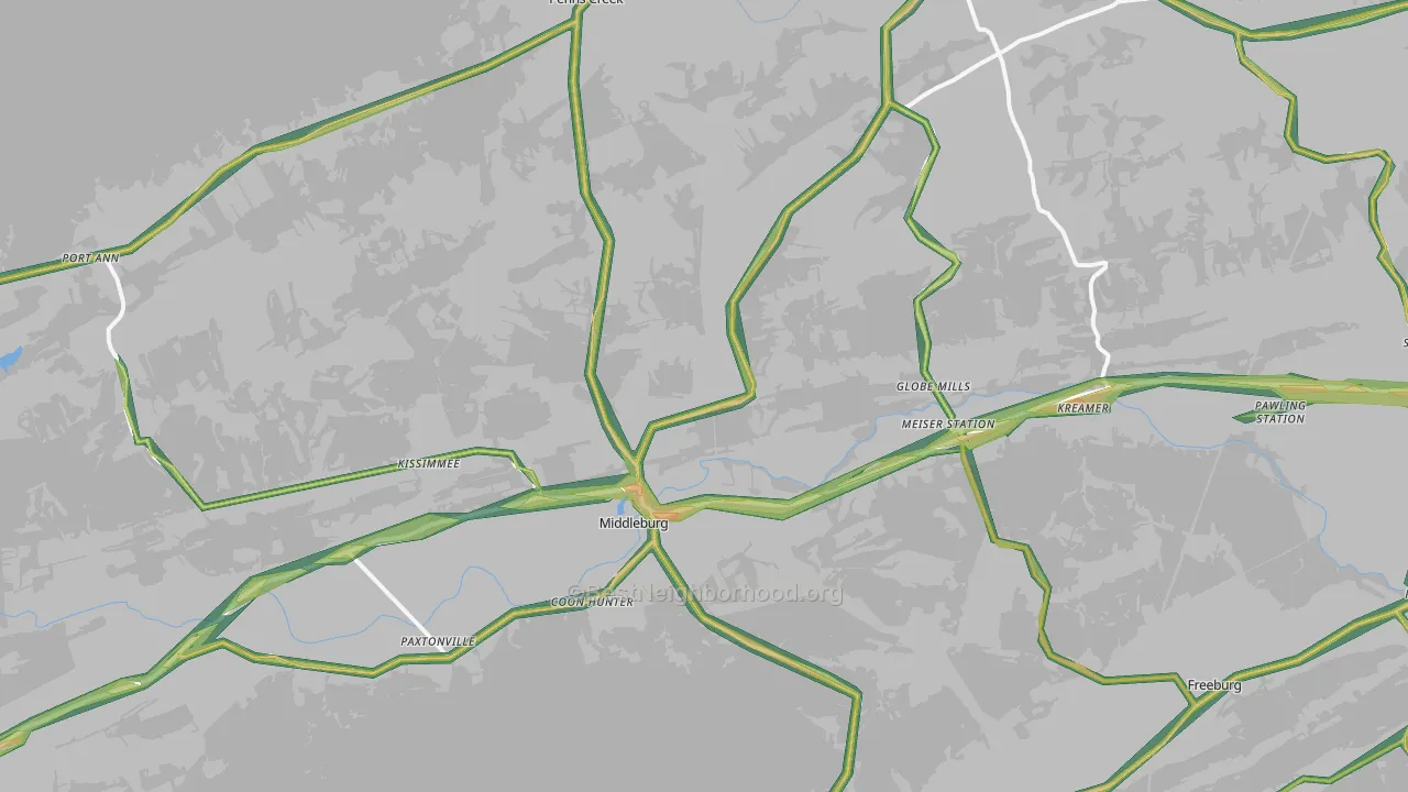 Middleburg, PA Map of Noise Levels in Middleburg