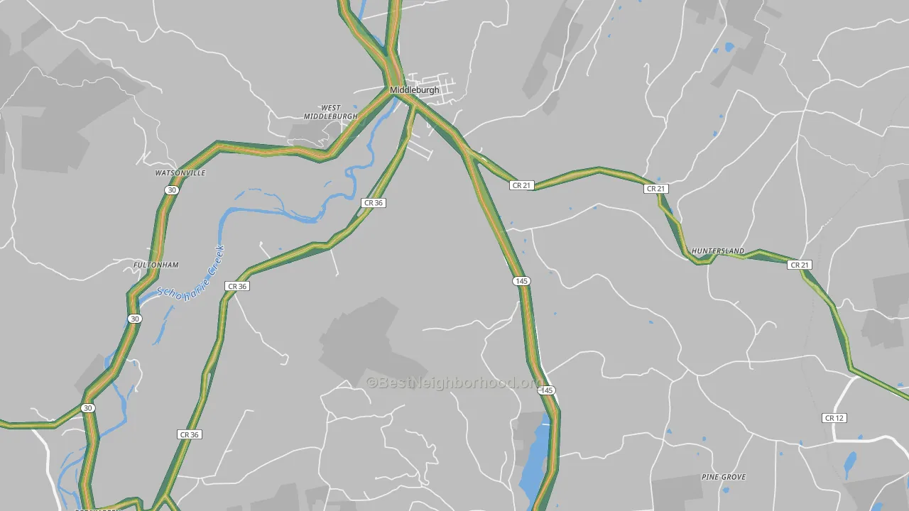 Middleburgh, NY Map of Noise Levels in Middleburgh