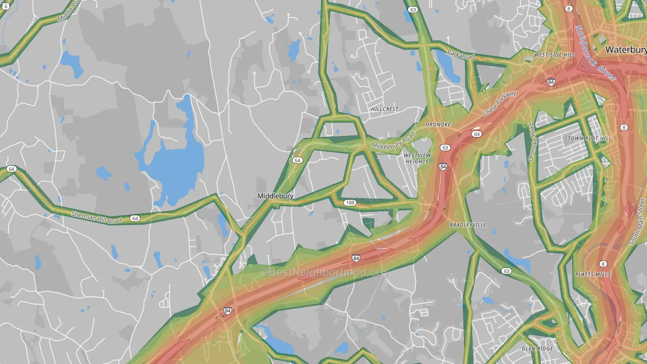Middlebury, CT Map of Noise Levels in Middlebury