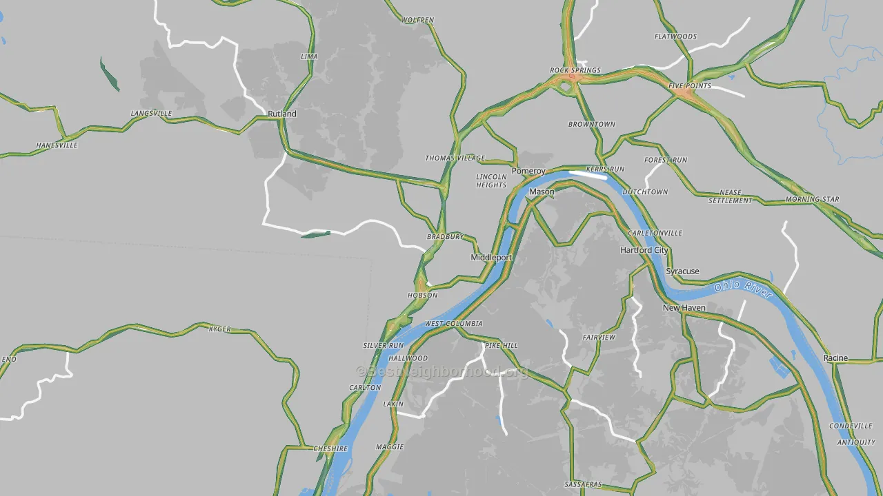Middleport, OH Map of Noise Levels in Middleport