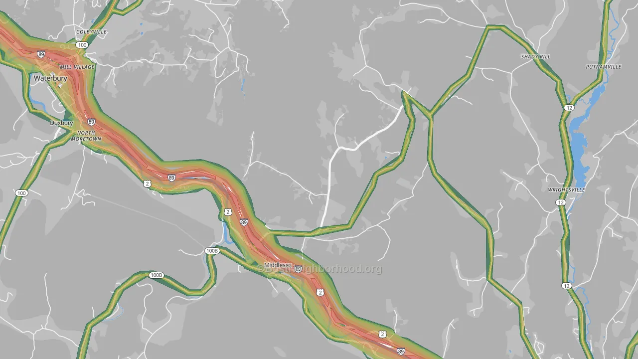 Middlesex, VT Map of Noise Levels in Middlesex