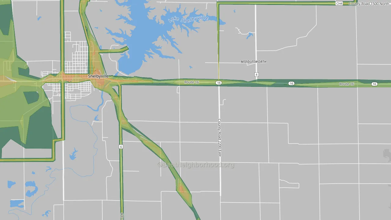 Middlesworth, IL Map of Noise Levels in Middlesworth