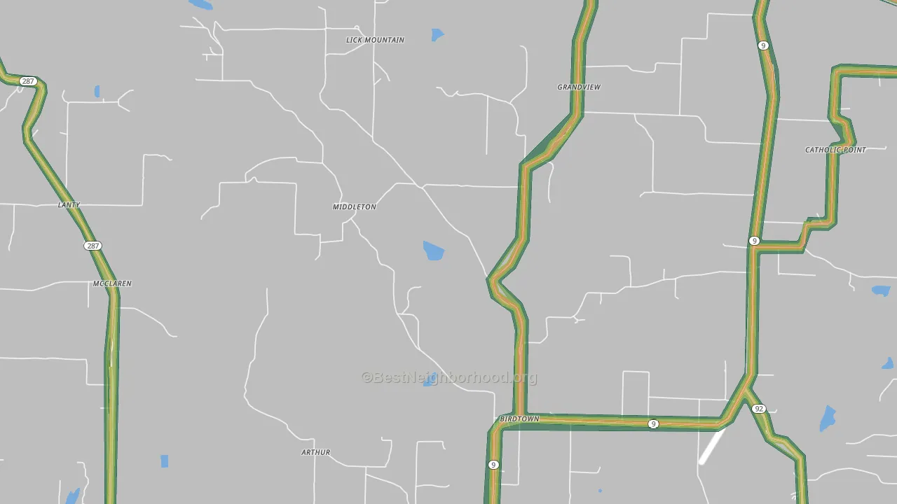 Middleton, AR Map of Noise Levels in Middleton