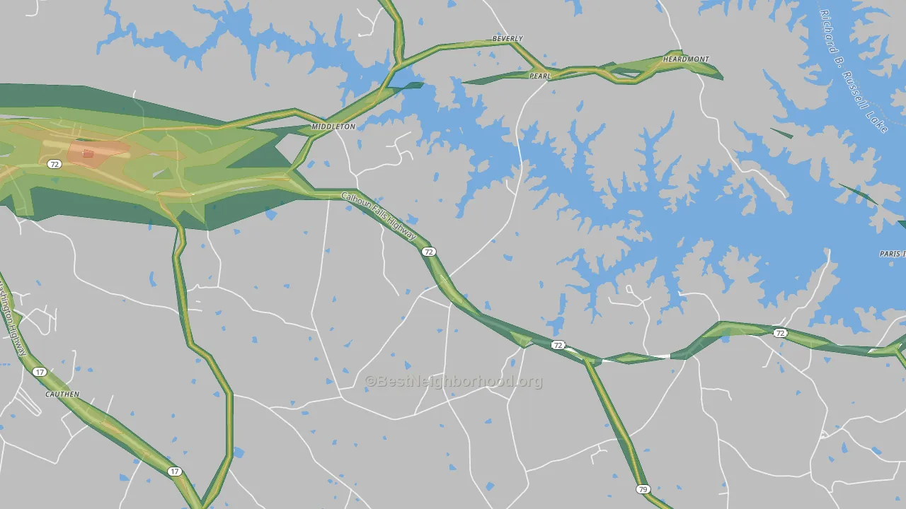 Middleton, GA Map of Noise Levels in Middleton