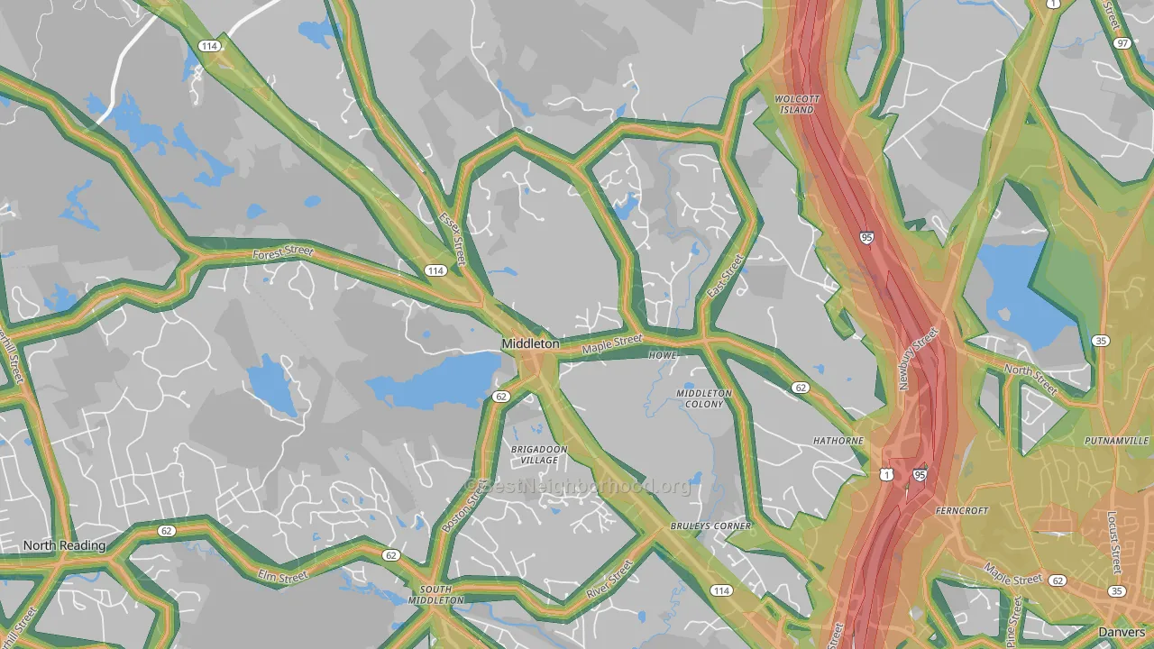 Middleton, MA Map of Noise Levels in Middleton