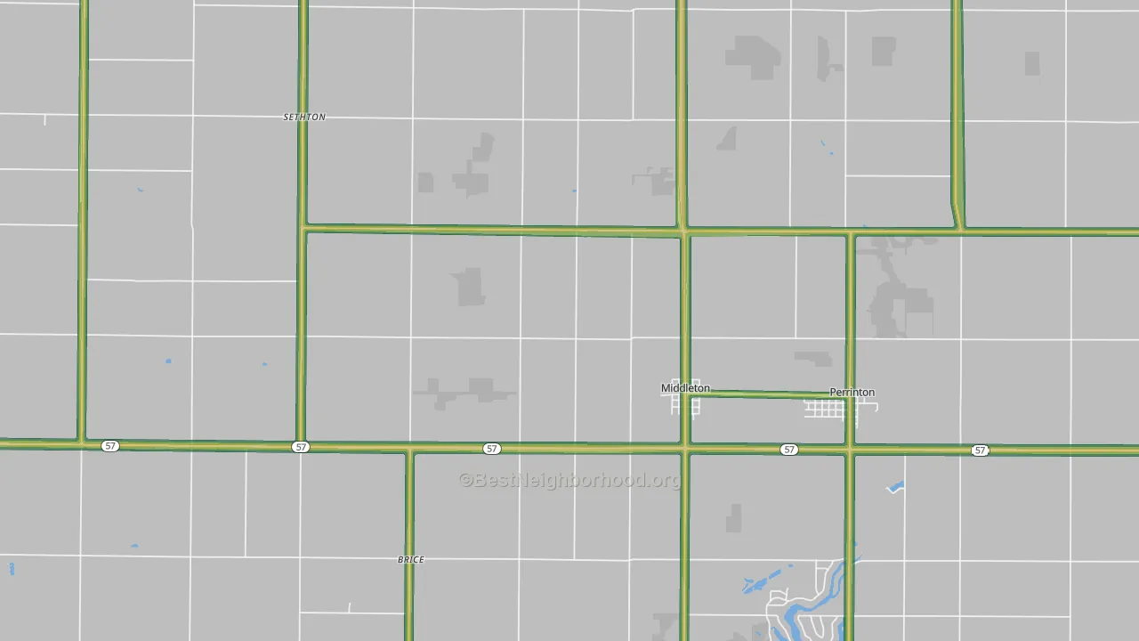 Middleton, MI Map of Noise Levels in Middleton