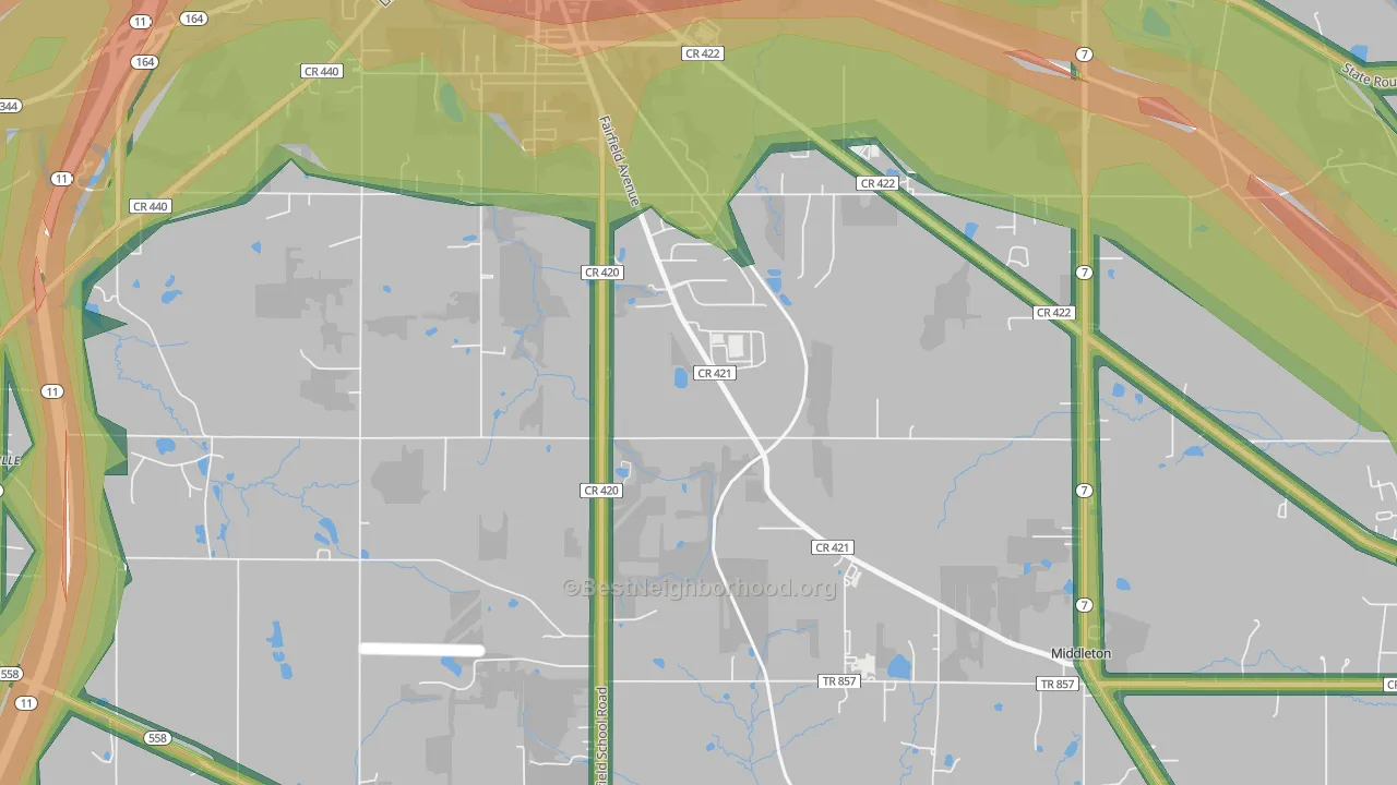 Middleton, OH Map of Noise Levels in Middleton