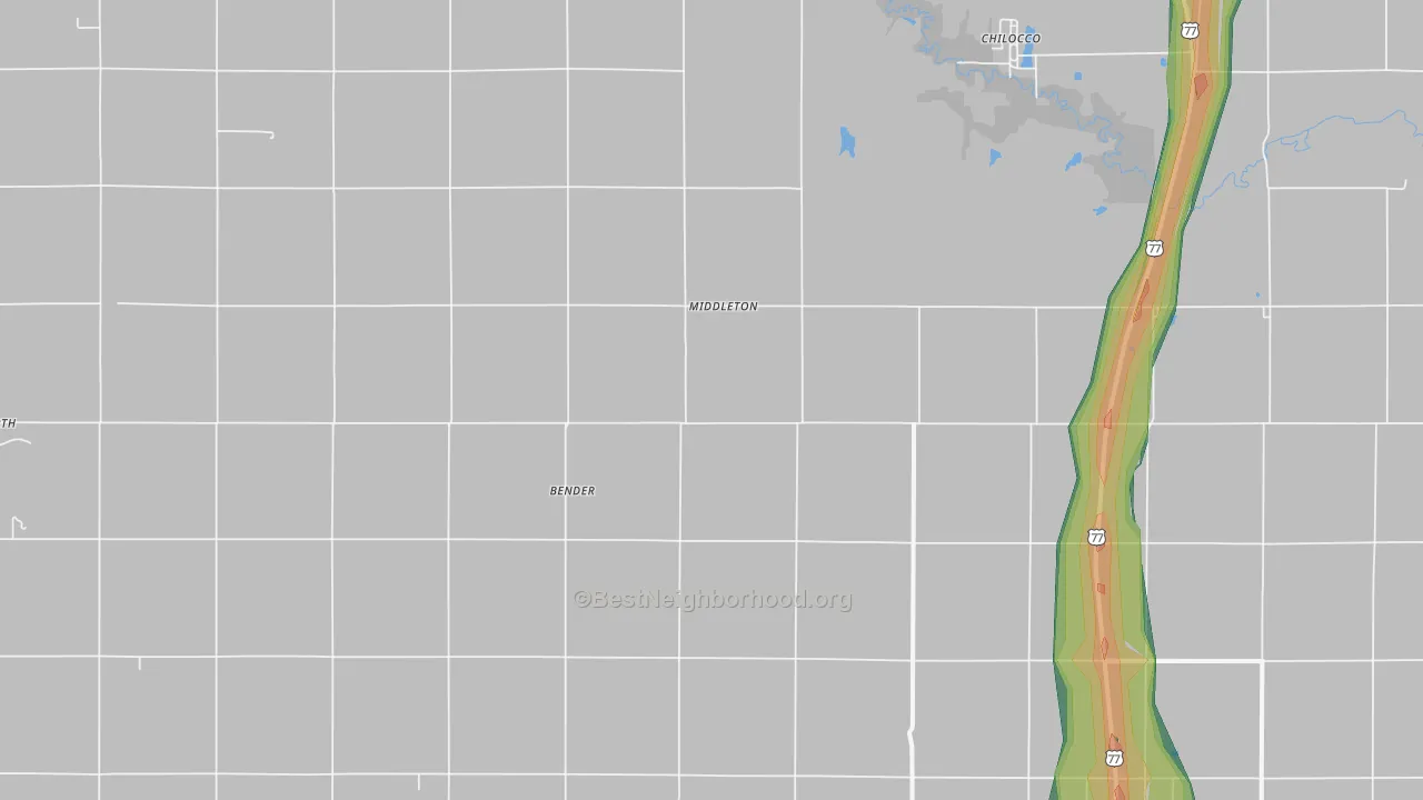Middleton, OK Map of Noise Levels in Middleton
