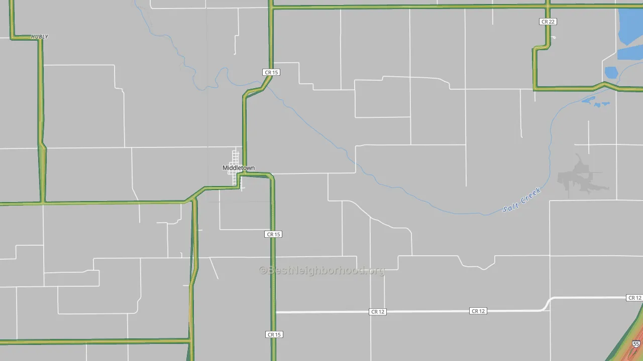 Middletown, IL Map of Noise Levels in Middletown