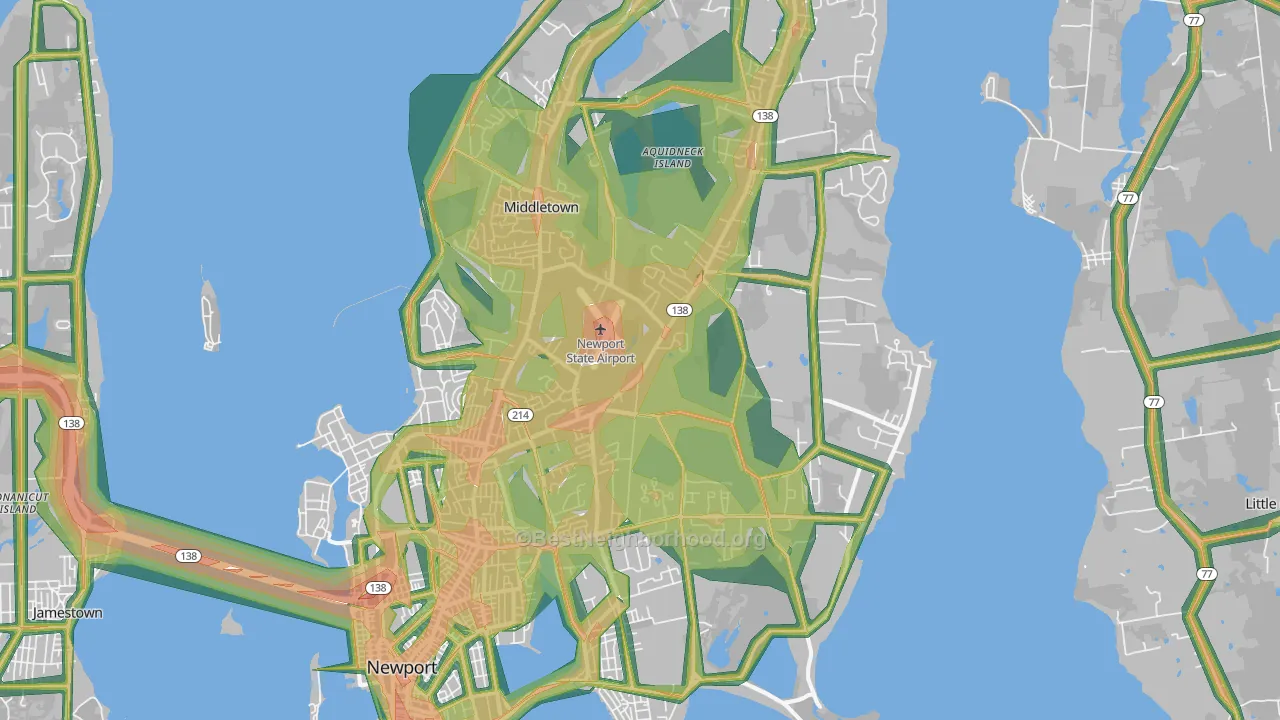 Middletown, RI Map of Noise Levels in Middletown