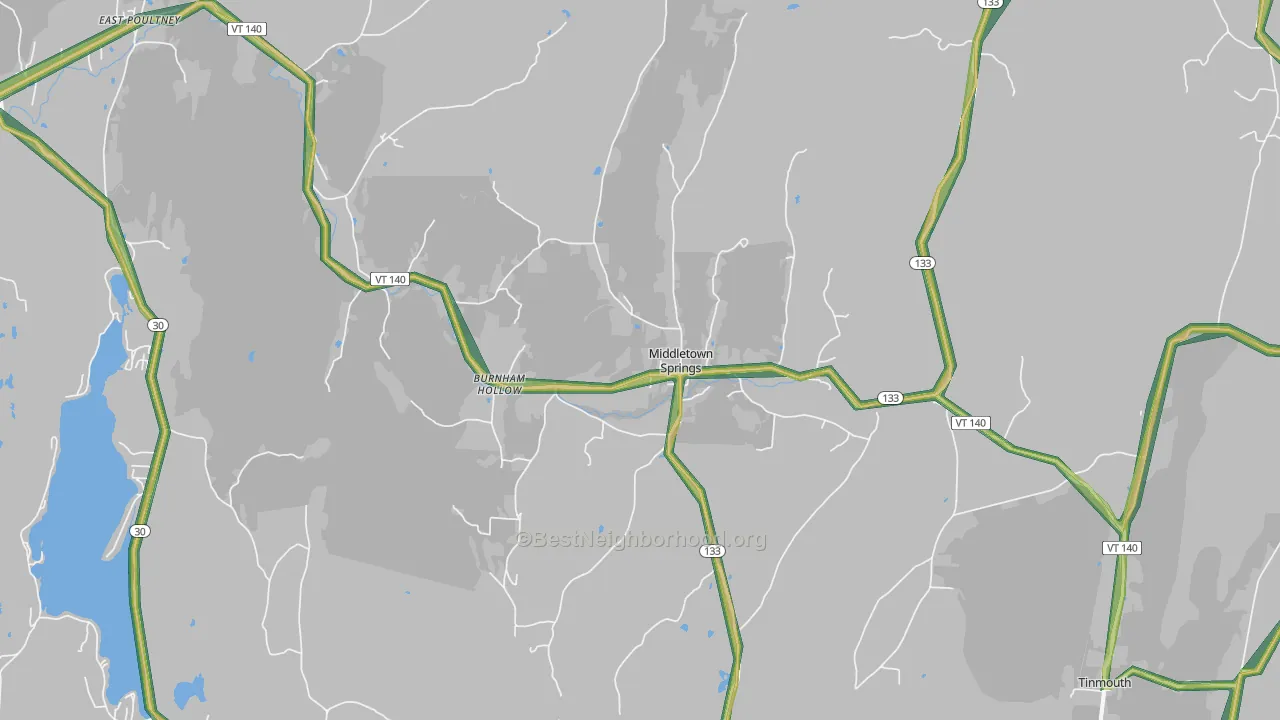 Middletown Springs, VT Map of Noise Levels in Middletown Springs