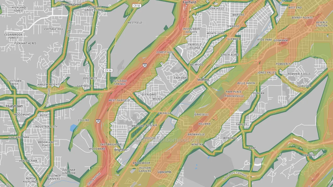 Midfield, AL Map of Noise Levels in Midfield