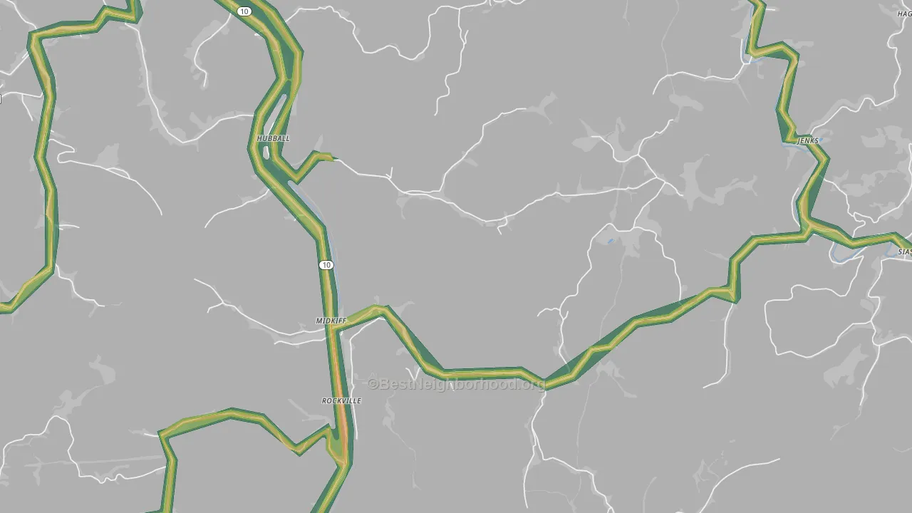 Midkiff, WV Map of Noise Levels in Midkiff