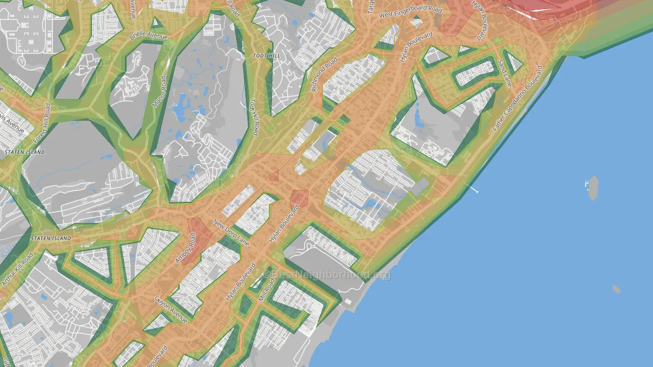 Midland Beach, Staten Island, NY Map of Noise Levels in Midland Beach