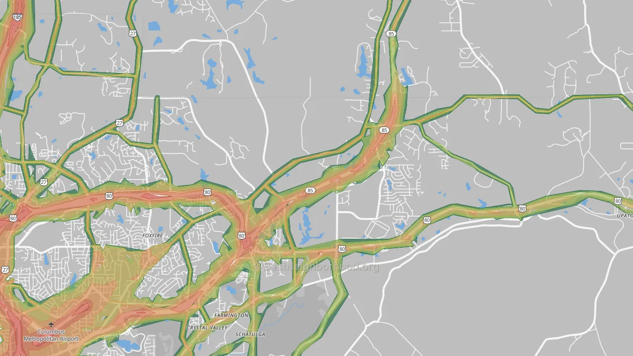 Midland, GA Map of Noise Levels in Midland