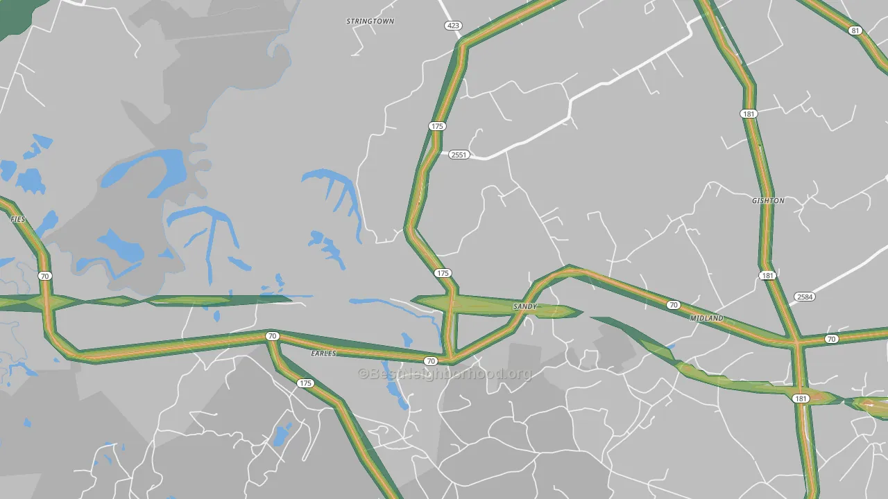 Midland, KY Map of Noise Levels in Midland