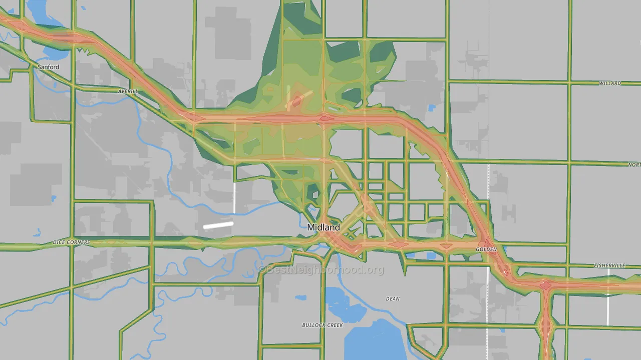 Midland, MI Map of Noise Levels in Midland