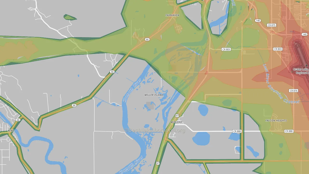 Midland, OR Map of Noise Levels in Midland