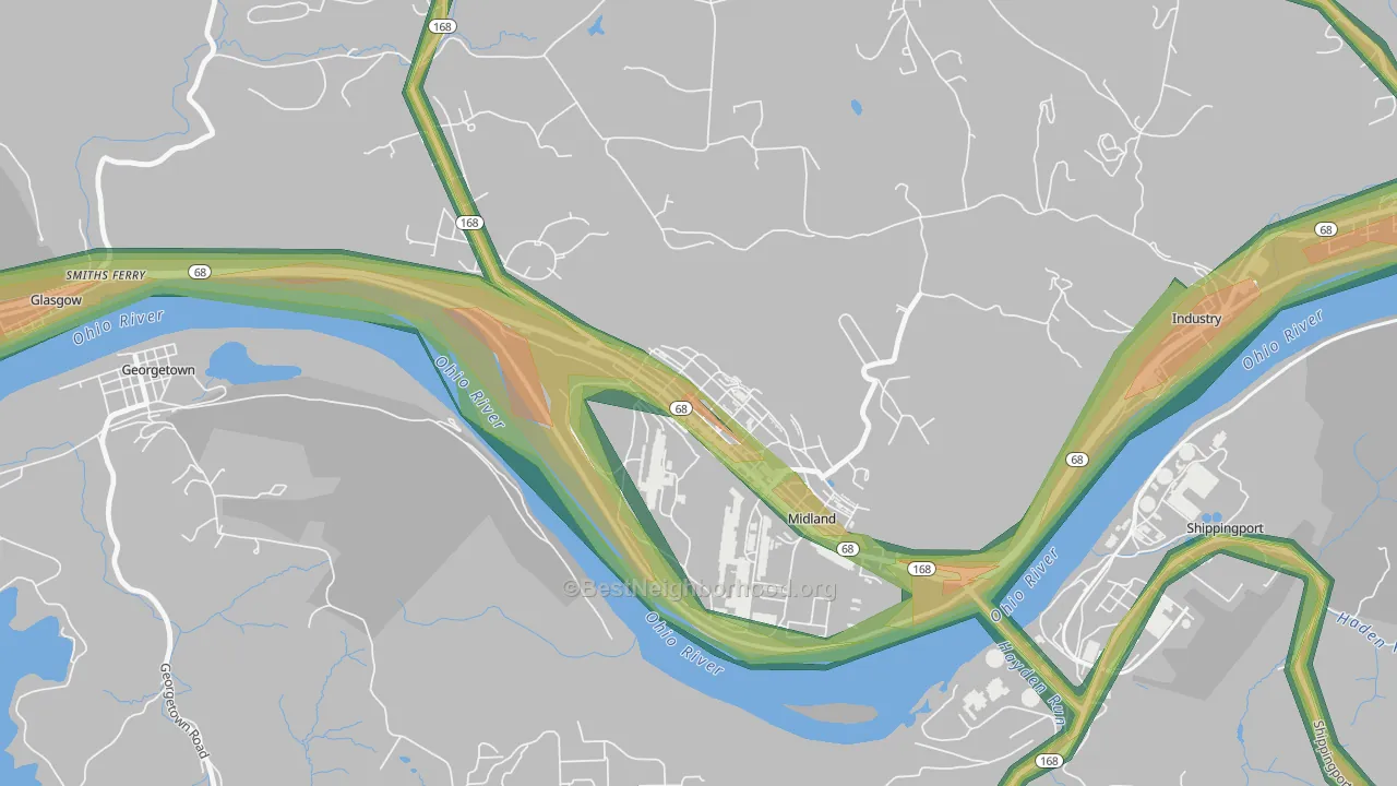 Midland, PA Map of Noise Levels in Midland