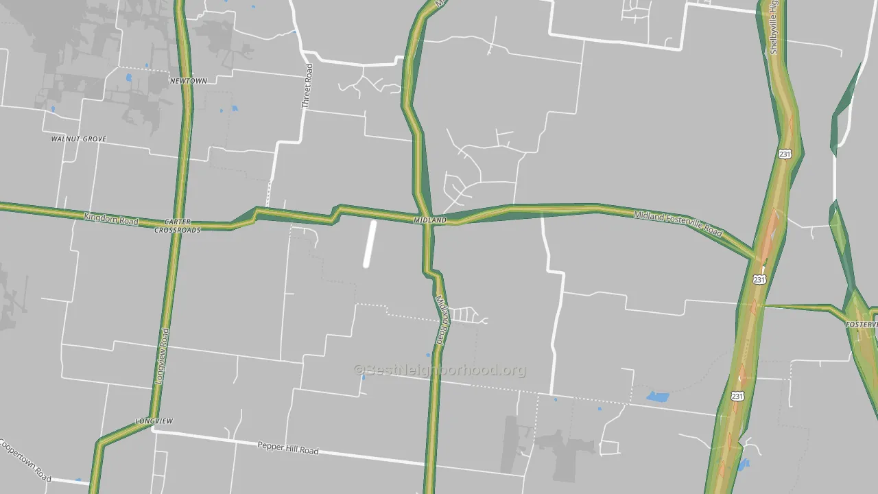 Midland, TN Map of Noise Levels in Midland