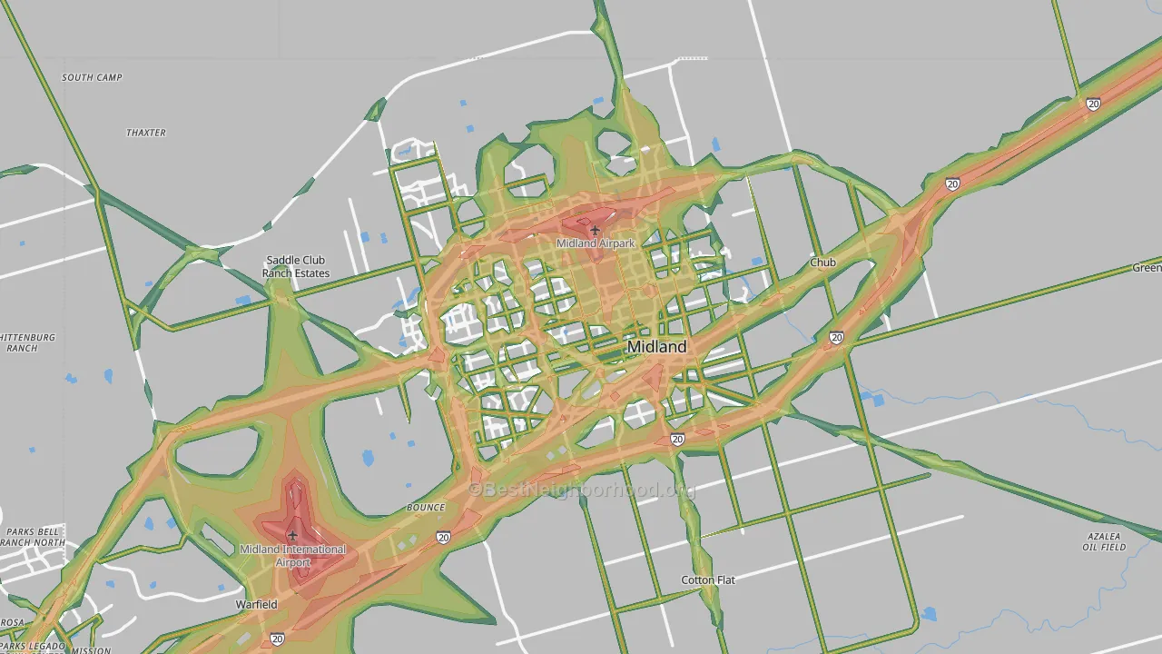 Midland, TX Map of Noise Levels in Midland